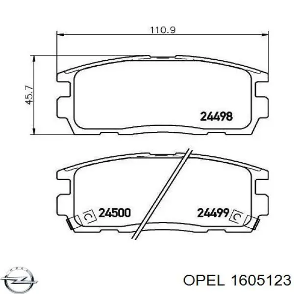 Купити 1605123 Opel Задні колодки