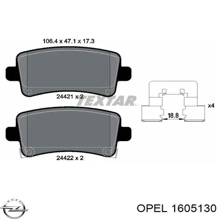 Задні гальмівні колодки Opel 1605130 ціна, від 27.72 USD