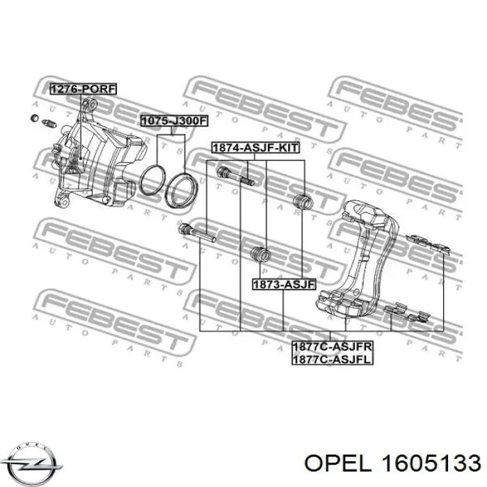 1605133 Opel направляюча супорту переднього