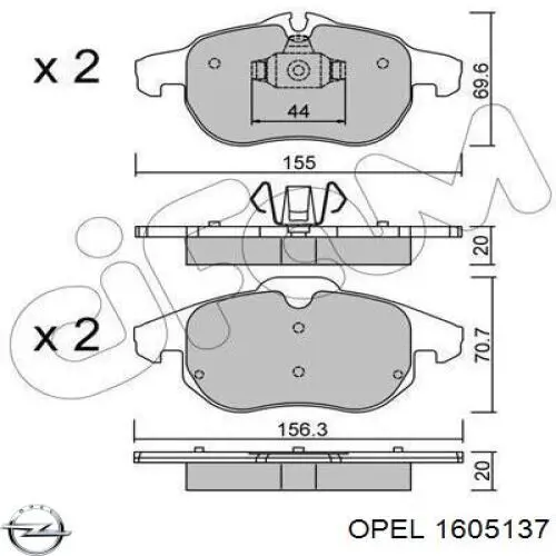 Тормозні колодки Opel 1605137