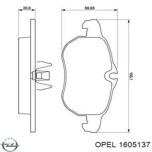 Купити 1605137 Opel Колодки гальмівні передні, дискові