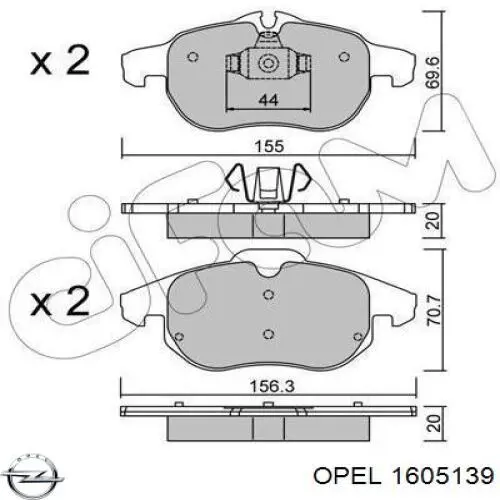 Гальмівні колодки Opel 1605139 ціна, від 20.08 USD