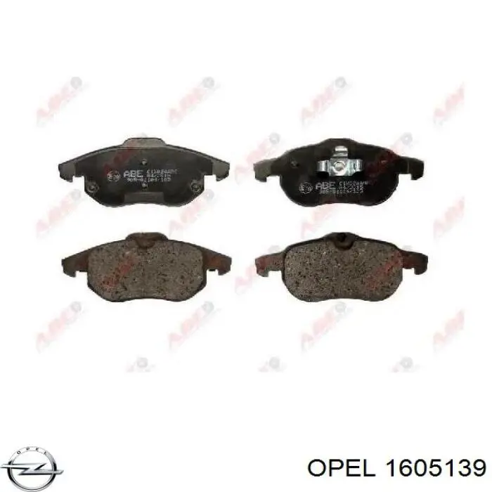 1605139 Opel колодки гальмівні передні, дискові
