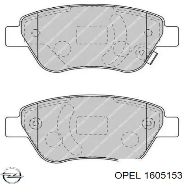 1605153 Opel колодки гальмівні передні, дискові