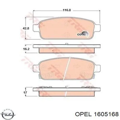 Задні гальмівні колодки Opel 1605168 ціна, від 12.17 USD
