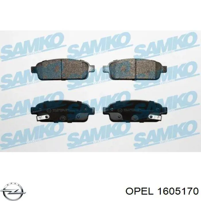1605170 Opel колодки гальмові задні, дискові