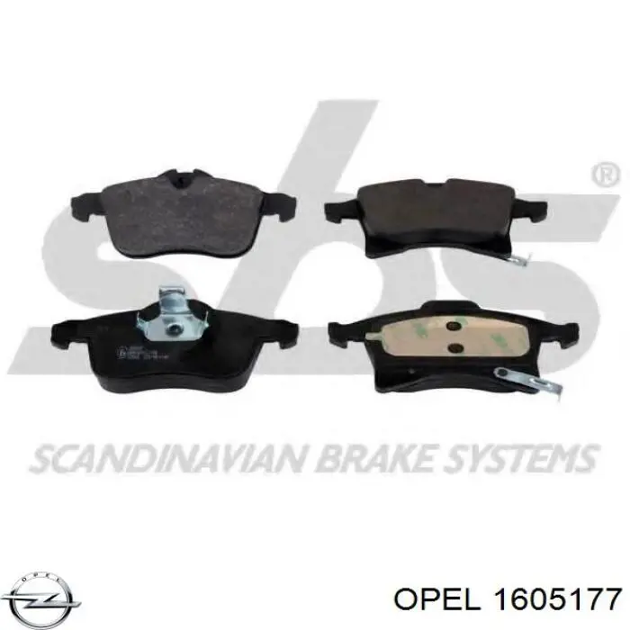 1605177 Opel колодки гальмівні передні, дискові