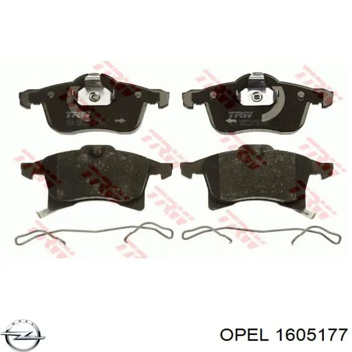 Купити 1605177 Opel Колодки гальмівні передні, дискові