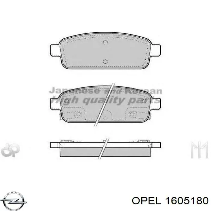 Задні гальмівні колодки Opel 1605180 ціна, від 22.57 USD