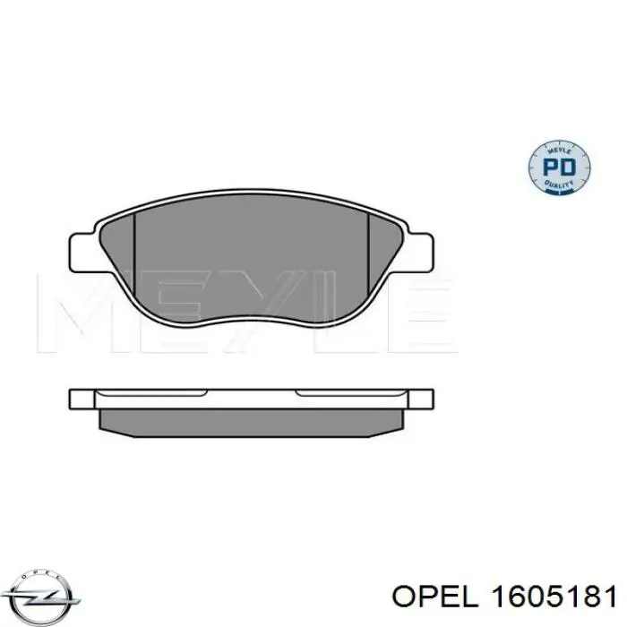 Купити 1605181 Opel Колодки гальмівні передні, дискові