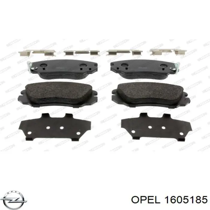 1605185 Opel колодки гальмівні передні, дискові