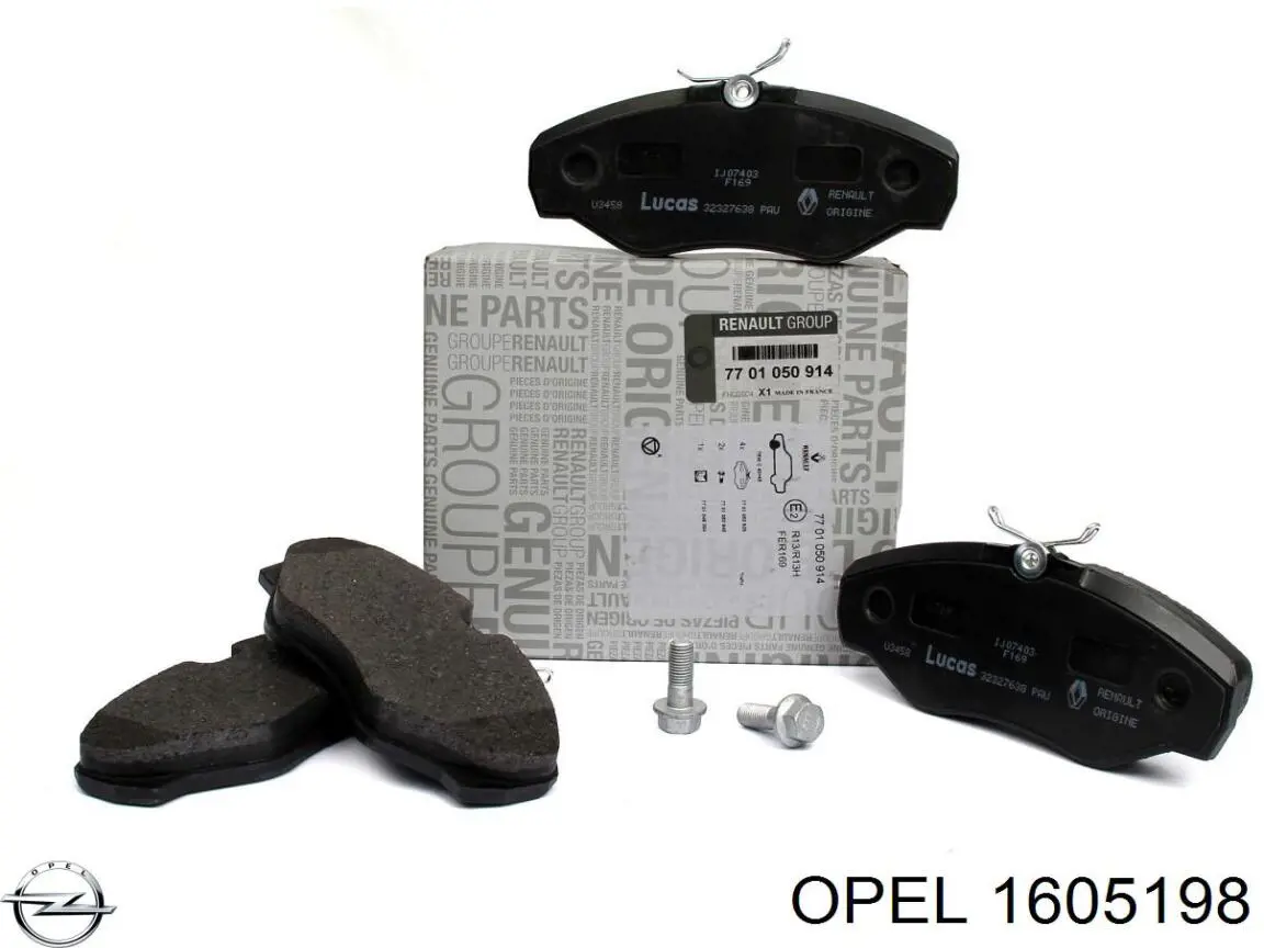 Передні тормозні колодки 1605198 Opel