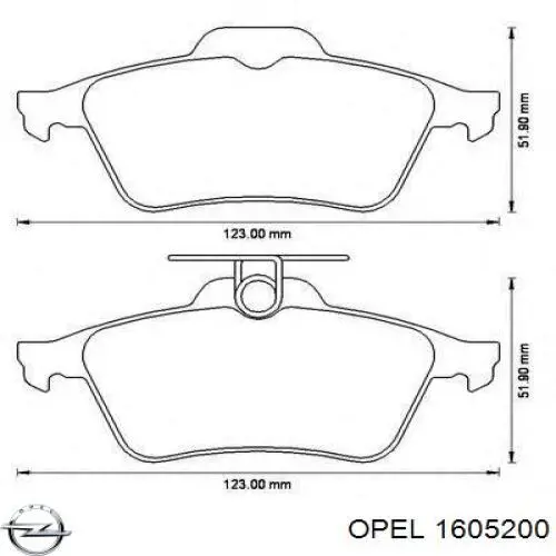 1605200 Opel Колодки гальмівні задні, дискові
