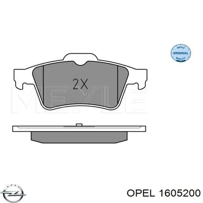 1605200 Opel колодки гальмові задні, дискові