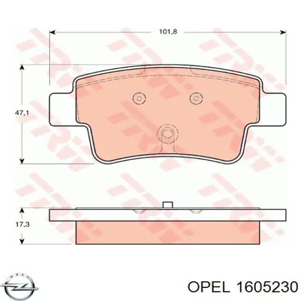 Задні гальмівні колодки Opel 1605230 ціна, від 22.67 USD