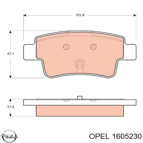 Колодки гальмові задні, дискові 1605230 Opel