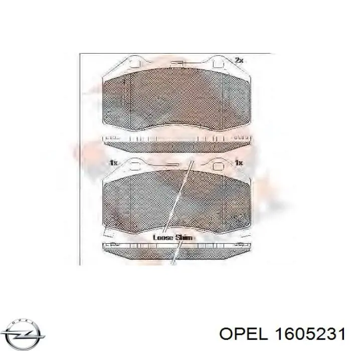 Колодки гальмові задні, дискові 1605231 Opel