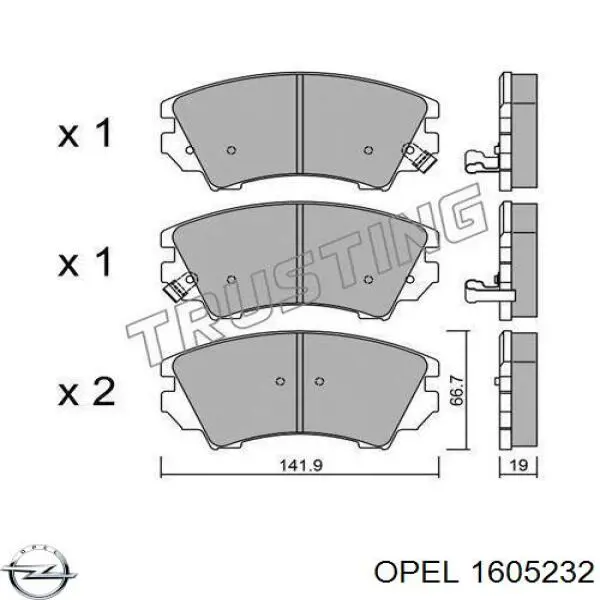 Тормозні колодки Opel 1605232