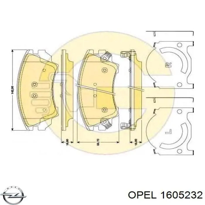 Купити 1605232 Opel Колодки гальмівні передні, дискові