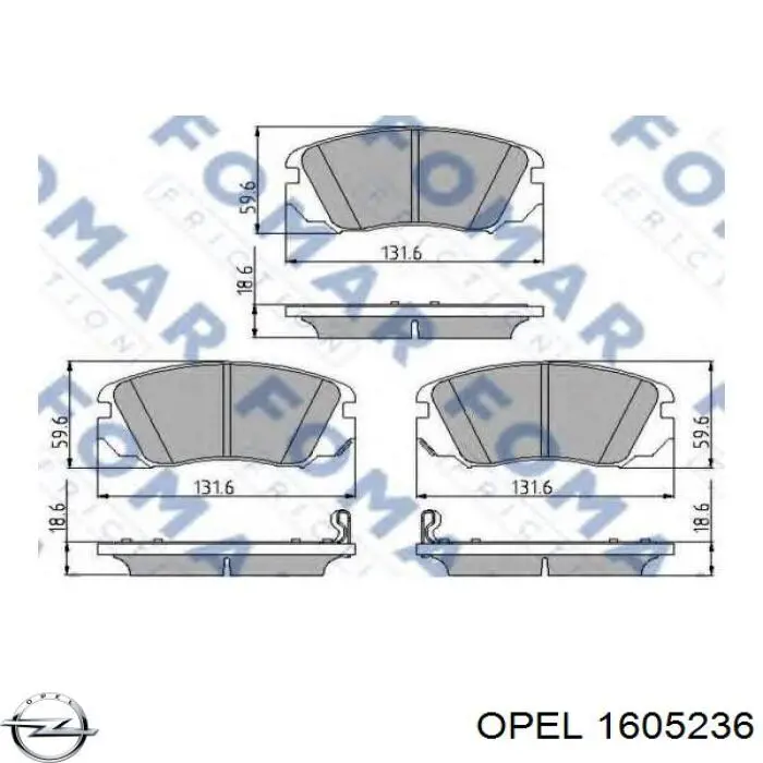 Тормозні колодки Opel 1605236