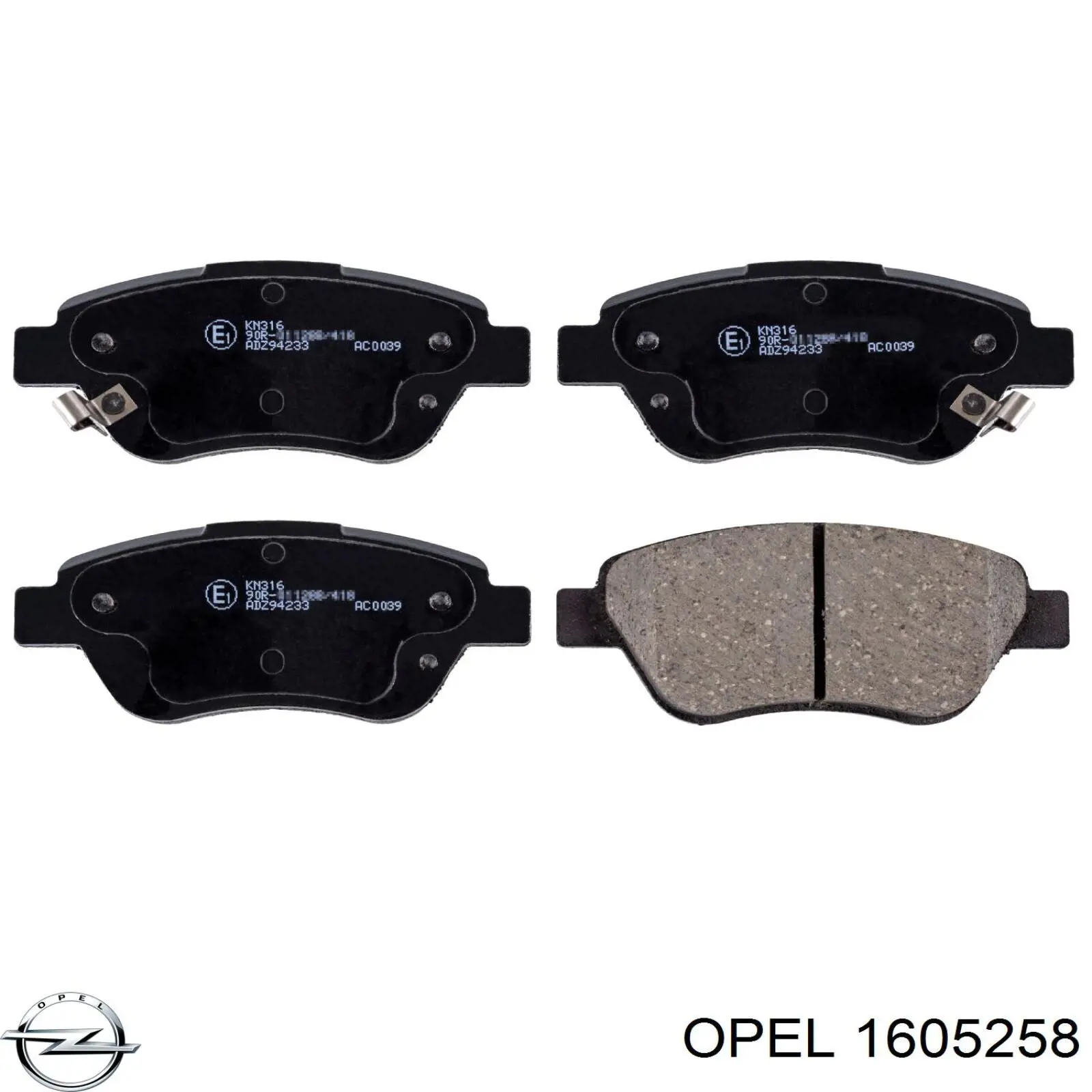 1605258 Opel колодки гальмівні передні, дискові