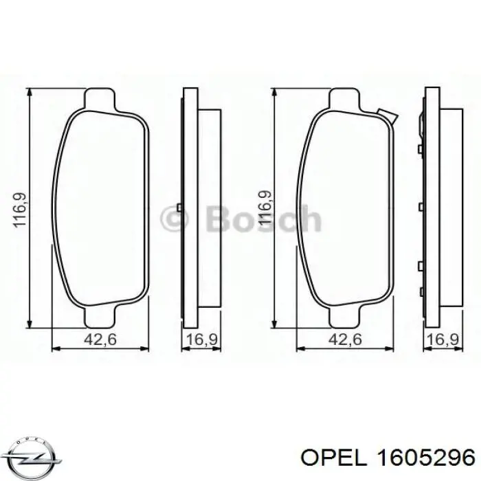 Купити 1605296 Opel Задні колодки