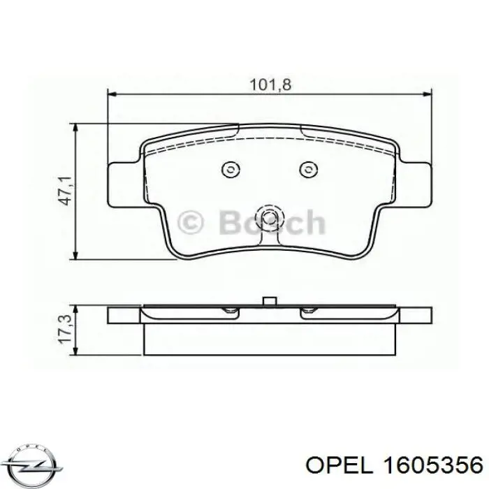 Задні гальмівні колодки 1605356 Opel