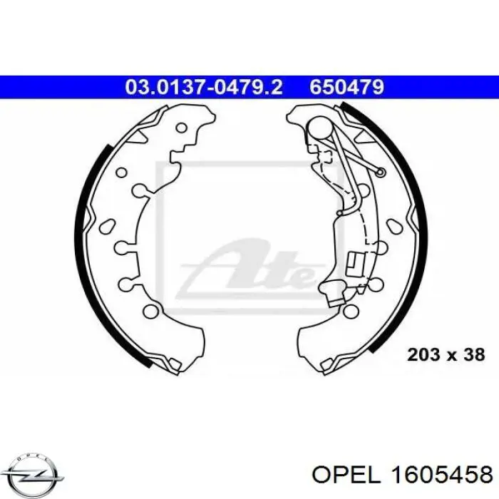 1605458 Opel колодки гальмові задні, барабанні