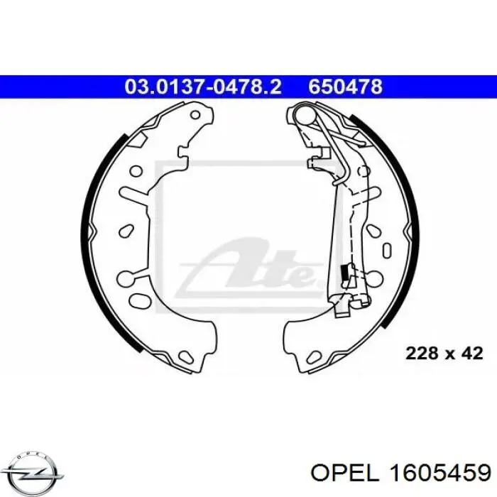1605459 Opel колодки гальмові задні, барабанні
