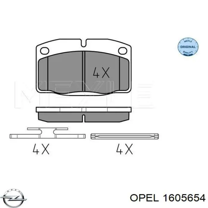 Купити 1605654 Opel Колодки гальмівні передні, дискові