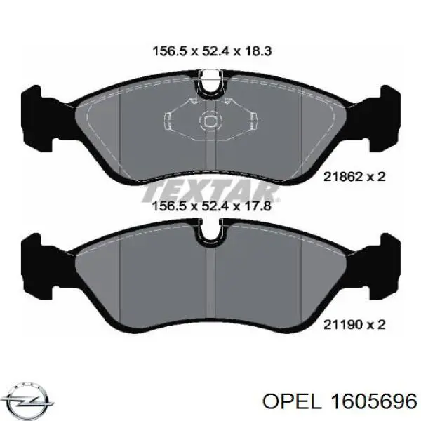 Колодки гальмівні передні, дискові 1605696 Opel