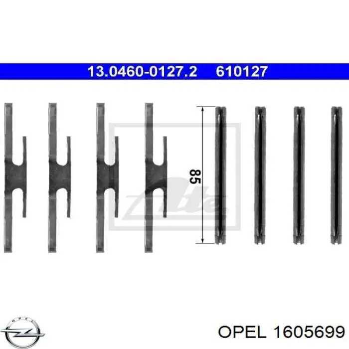 Ремкомплект гальмівних колодок Opel 1605699 ціна, від 2.99 USD