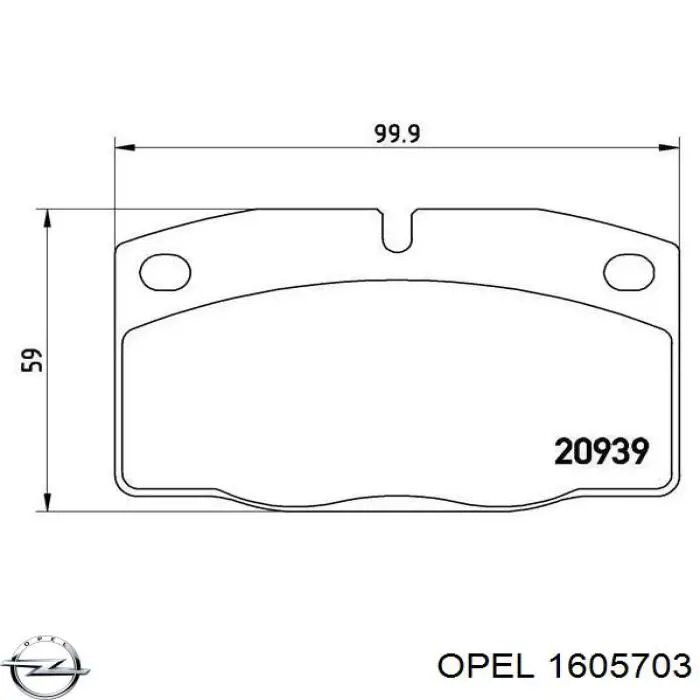 Колодки гальмівні передні, дискові 1605703 Opel