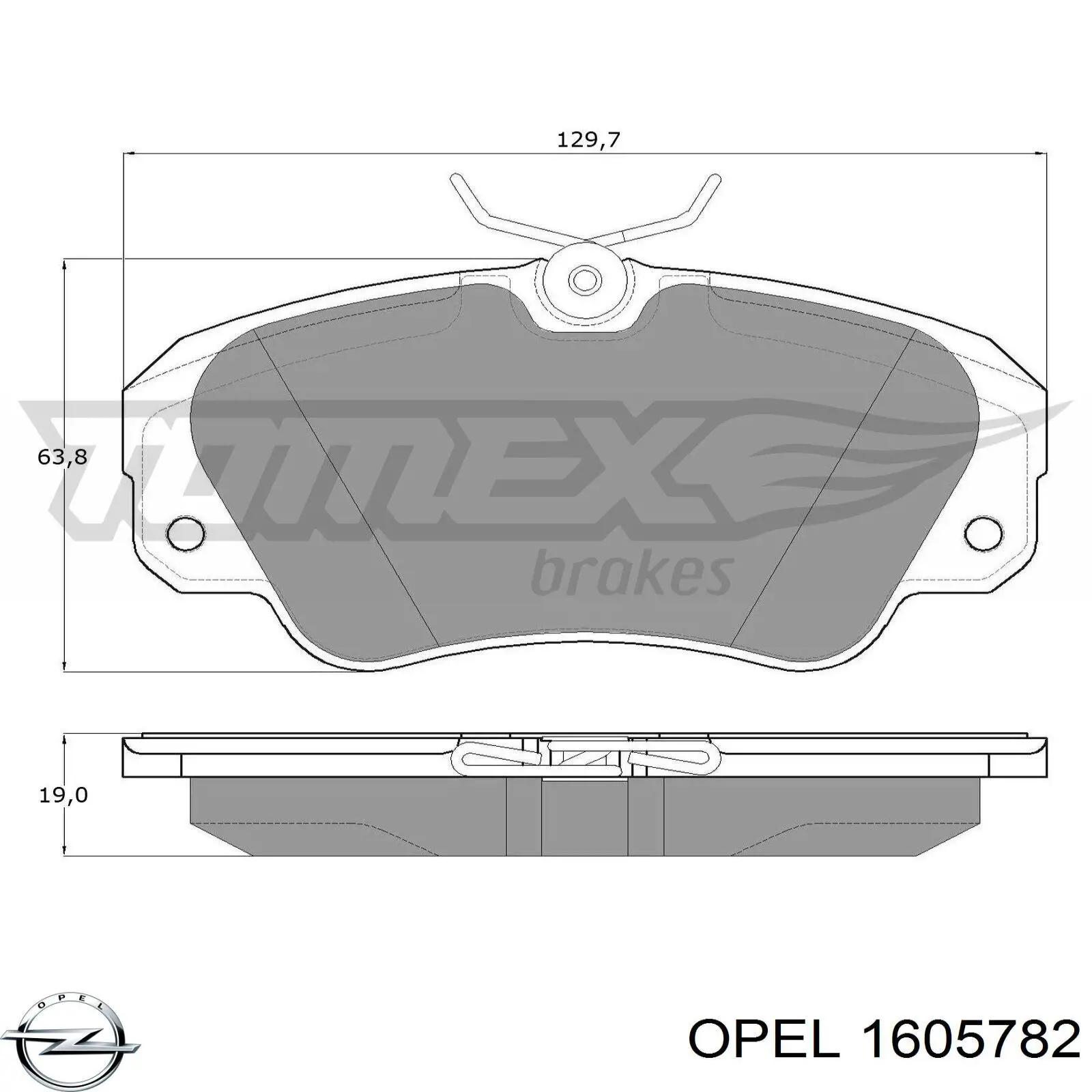 Колодки гальмівні передні, дискові 1605782 Opel