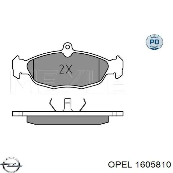 Колодки гальмівні передні, дискові 1605810 Opel