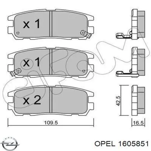 1605851 Opel колодки гальмові задні, дискові
