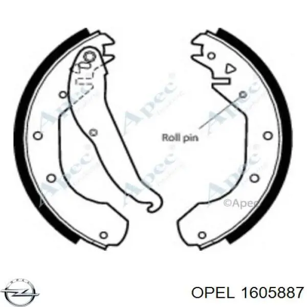 1605887 Opel колодки гальмові задні, барабанні