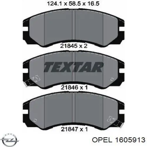 Гальмівні колодки Opel 1605913 ціна, від 19.00 USD