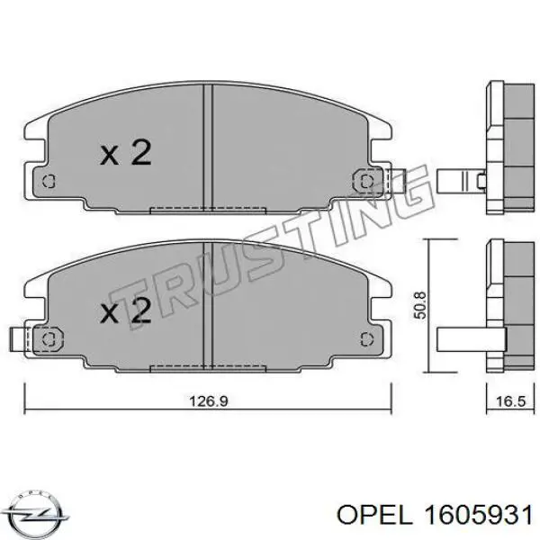 Гальмівні колодки Opel 1605931 ціна, від 19.35 USD