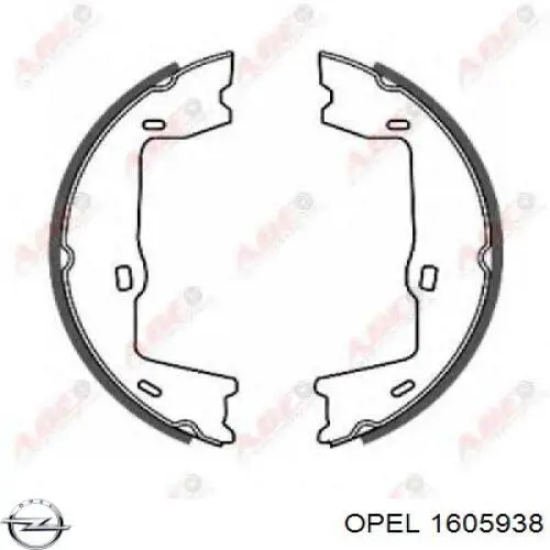 1605938 Opel колодки ручника/стоянкового гальма