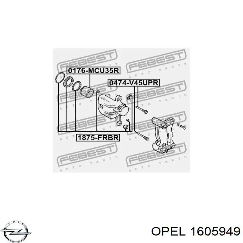 Ремкомплект супорту гальмівного заднього Opel 1605949 ціна, від 4.98 USD