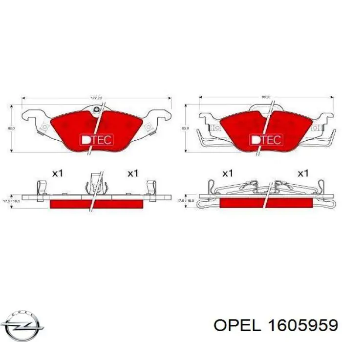 Гальмівні колодки Opel 1605959 ціна, від 19.89 USD
