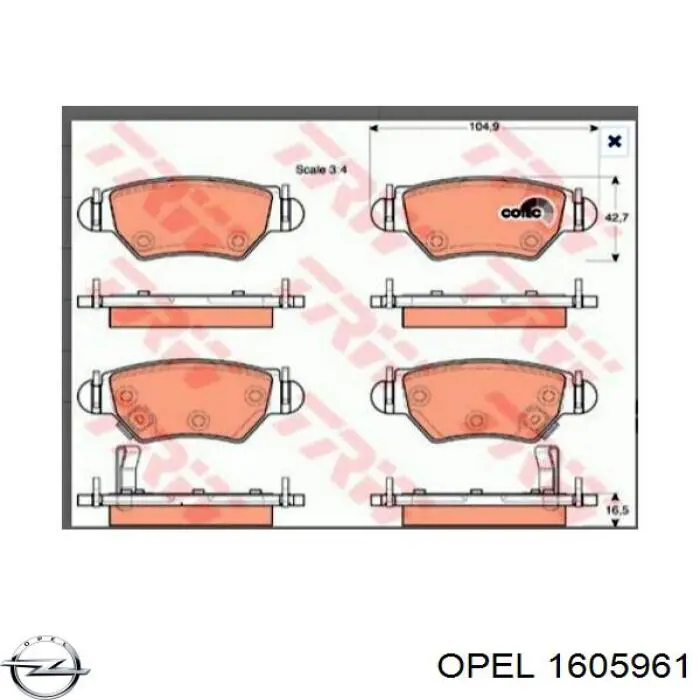 Купити 1605961 Opel Задні колодки