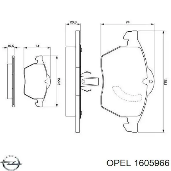 Гальмівні колодки Opel 1605966 ціна, від 875.37 UAH
