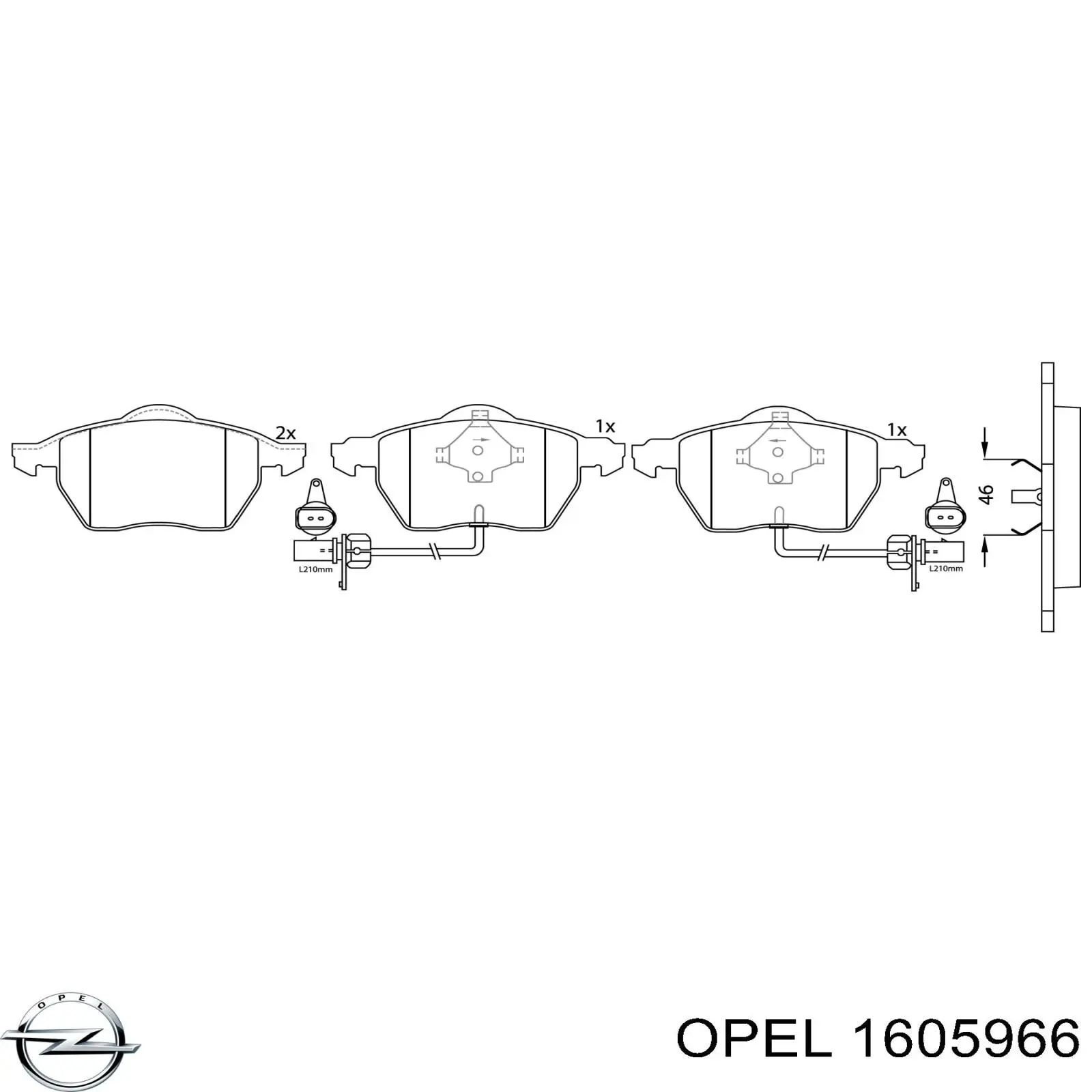 Купити 1605966 Opel Колодки гальмівні передні, дискові