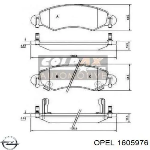 Купити 1605976 Opel Колодки гальмівні передні, дискові