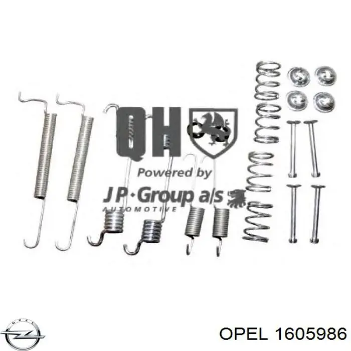 Купити 1605986 Opel Монтажний комплект задніх барабанних колодок