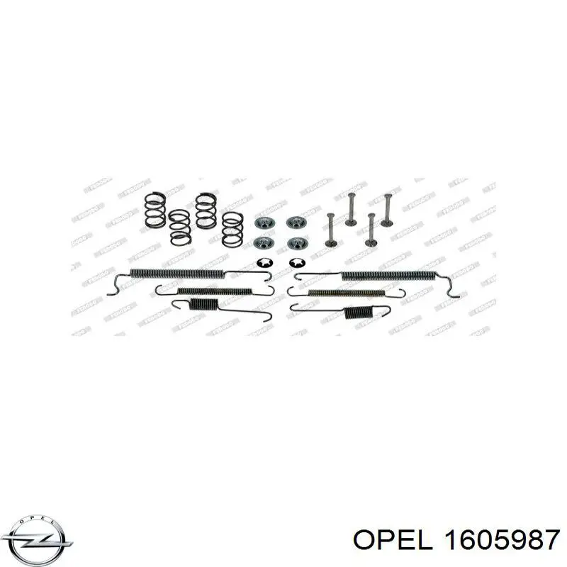 1605987 Opel монтажний комплект задніх барабанних колодок