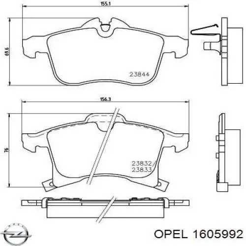 Тормозні колодки Opel 1605992