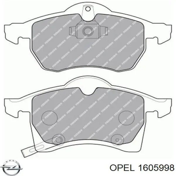 Купити 1605998 Opel Колодки гальмівні передні, дискові